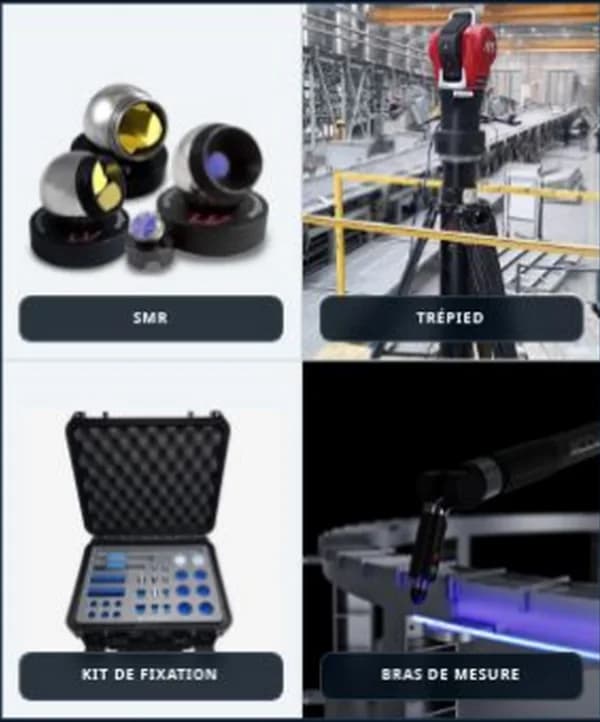 SMR, trépied, kit de fixation et bras de mesure